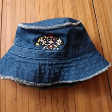 Vintage 1999 Cartoon Network Power Puff Girls Denim Bucket Hat Fits Sz 7-7 1/4