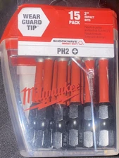 Milwaukee SHOCKWAVE 2-in. PH2 Impact Duty Screw Driver Bits, 48-32-5004 (15-Pk)