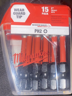 Milwaukee 48-32-5004 SHOCKWAVE 2-in. PH2 Impact Duty Screw Driver Bits (15-Pk)