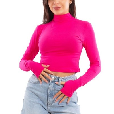 Damen Crop Top Mit Langen Ärmeln Daumenloch Bluse TOOCOOL VI-5317