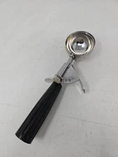 Vintage EKCO Ice Cream Scoop Disher Black Handle Trigger Release Stainless USA