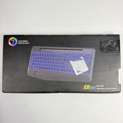TRUEQUE Pink Wireless Keyboard with 7 Colored Backlit and Wrist Rest KN225
