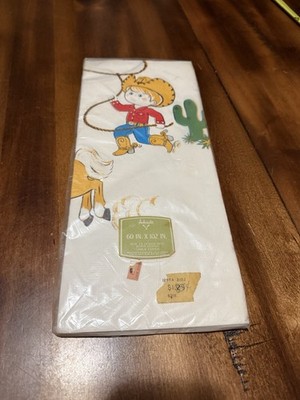 Vtg Ambassador PaperTable Cloth Cowboy Western Child Birthday Border Design