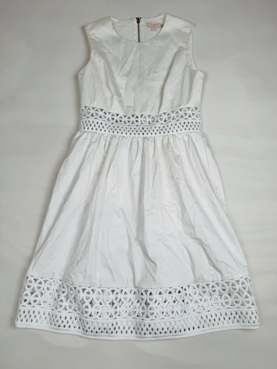 ted baker london white dress Monaa Lace Trim A-Line this style is illustrated with forever covetable burnout blooms. Floral Dress Ted Baker White