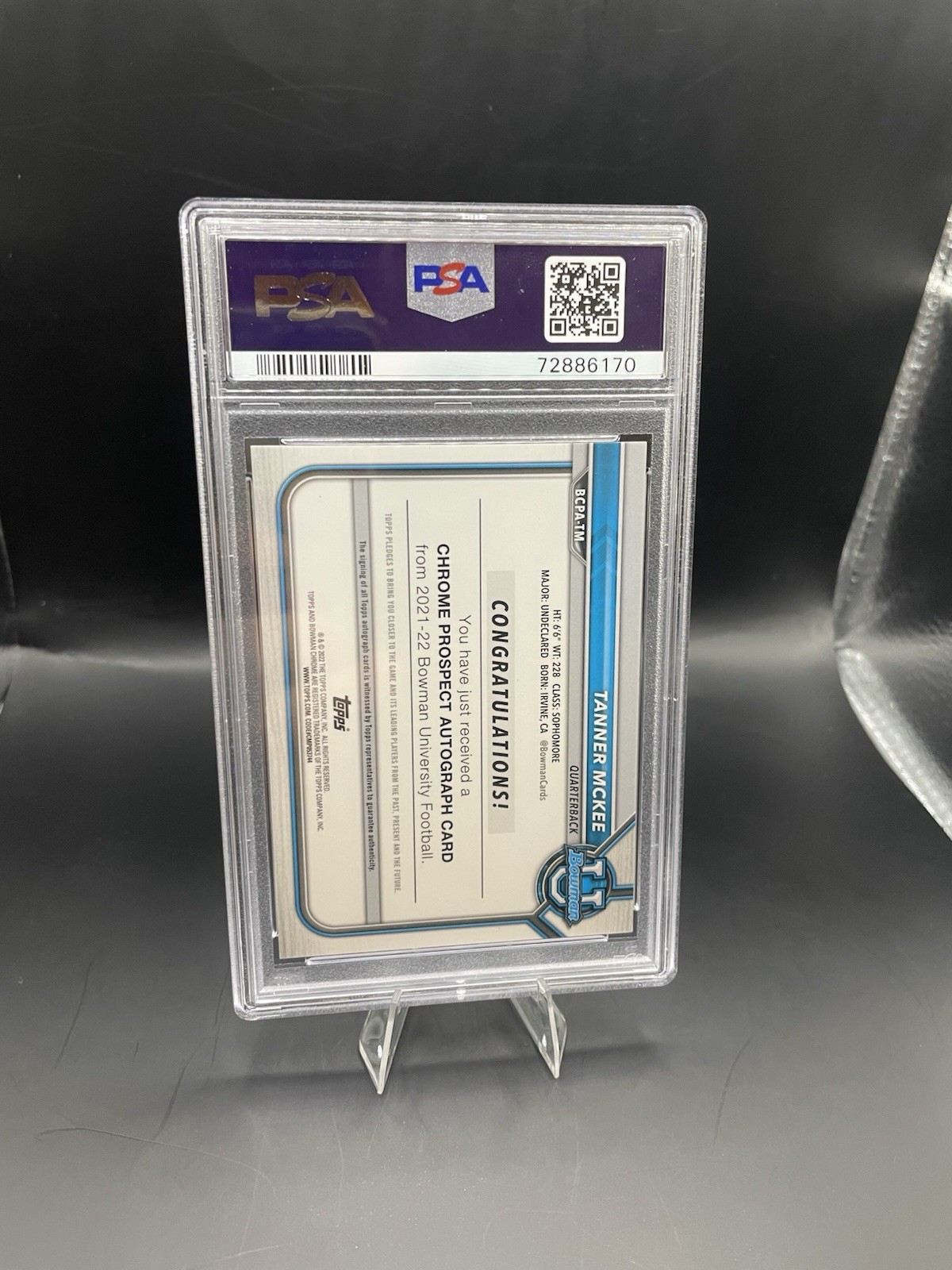 TANNER McKEE 2021 Bowman U Chrome Orange AUTO /25 - PSA 9 #BCPA-TM view 2