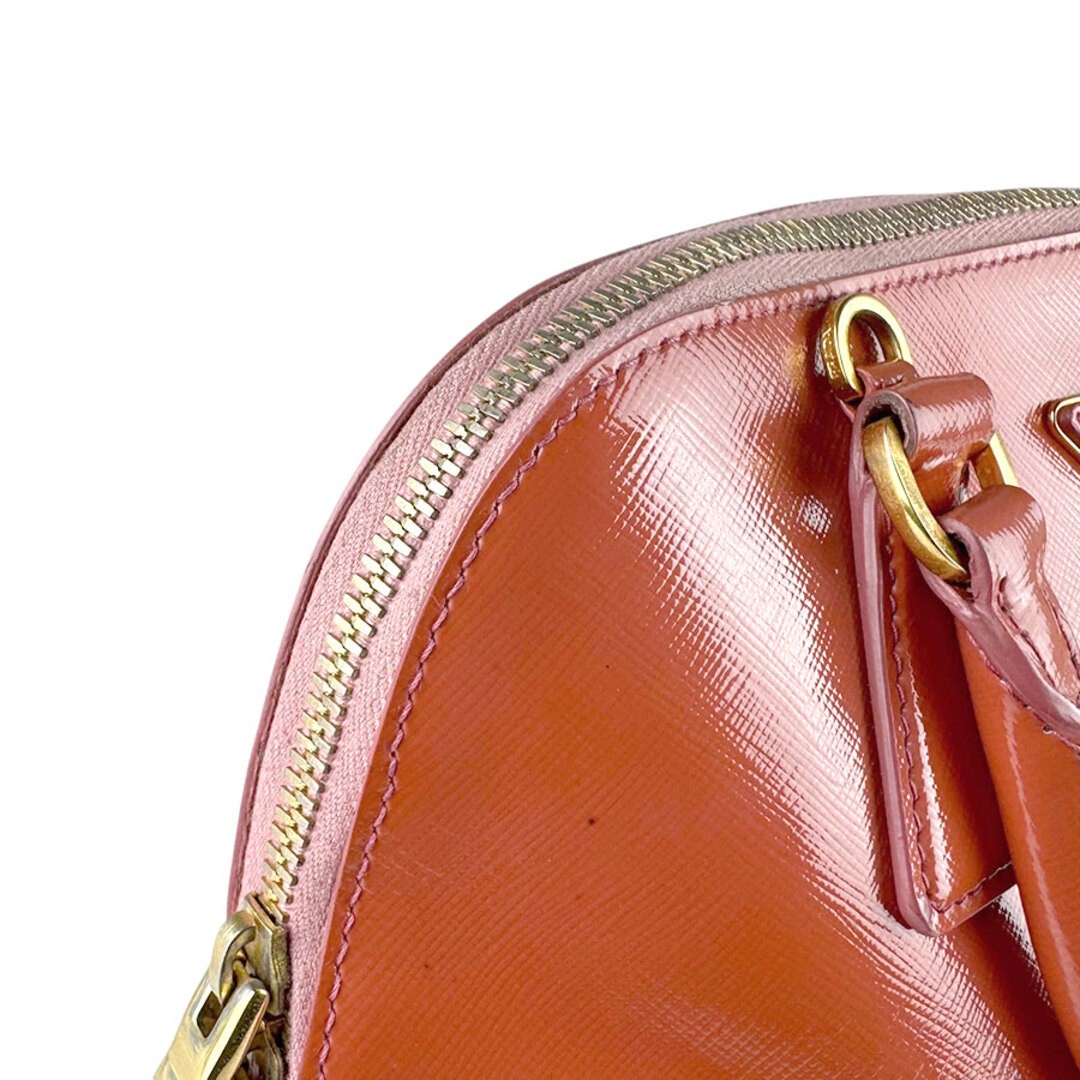 PRADA handbag leather orange women s  Used z8074 thumbnail 6