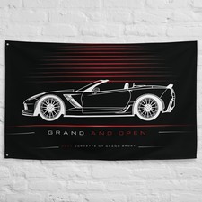 Corvette C7 Grand Sport Convertible 2017 Car Silhouette Flag 3x5 ft