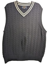 Vtg Tommy Hilfiger Golf Sweater Vest Mens L Blue Cable Knit Vneck Pullover