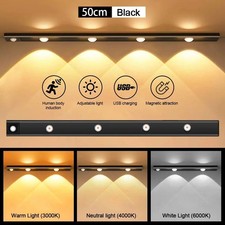 LED Motion Sensor Under Cabinet Closet Light USB Rechargeable Kitchen Lamp Strip