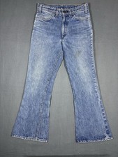 Vintage 70s Levis 646-0217 Bell Bottom Jeans Mens 30x30 Orange Tab Flare Denim