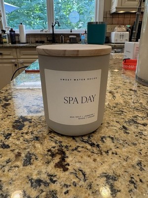 Sweet Water Decor Spa Day Scented Candles - Text Label Clear Jar,