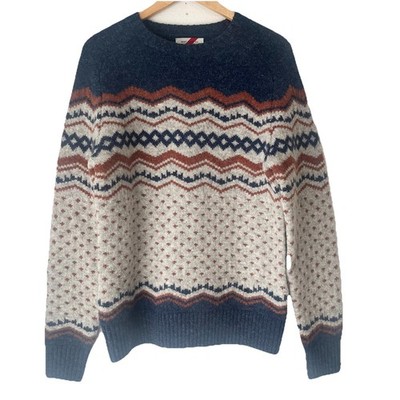Best Made Co. Men s Small Wool Sweater Fair Isle Crew Neck Heritage Blue New