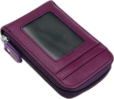 RFID Blocking Genuine Leather Mini Credit Card Case Organizer Compact Wallet