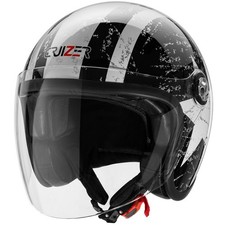 CRUIZER Casco Moto Jet Custom Scooter Omologato Nero Stella Doppia Visiera