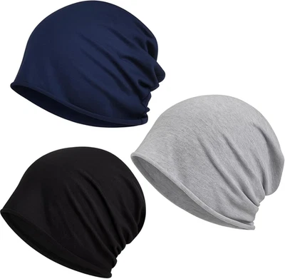 Chemo Kopfbedeckung Damen, Dünne Mütze Herren, 3er Pack Beanie, Atmungsaktive Ba