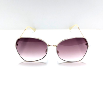 Casual Purple Gradient Lens Gold Oversized Geometric Women's Fashion Sunglasses