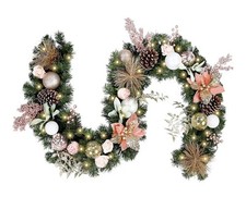 Pre-lit 6 Feet/72 Inch Christmas Garland, Rose Gold Lighted Garland with 35 L...