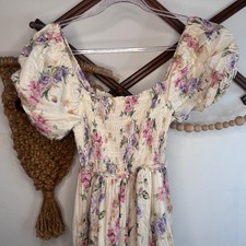 Gap x Love Shack Fancy Angie Cream Floral Puff Sleeve Maxi Dress S