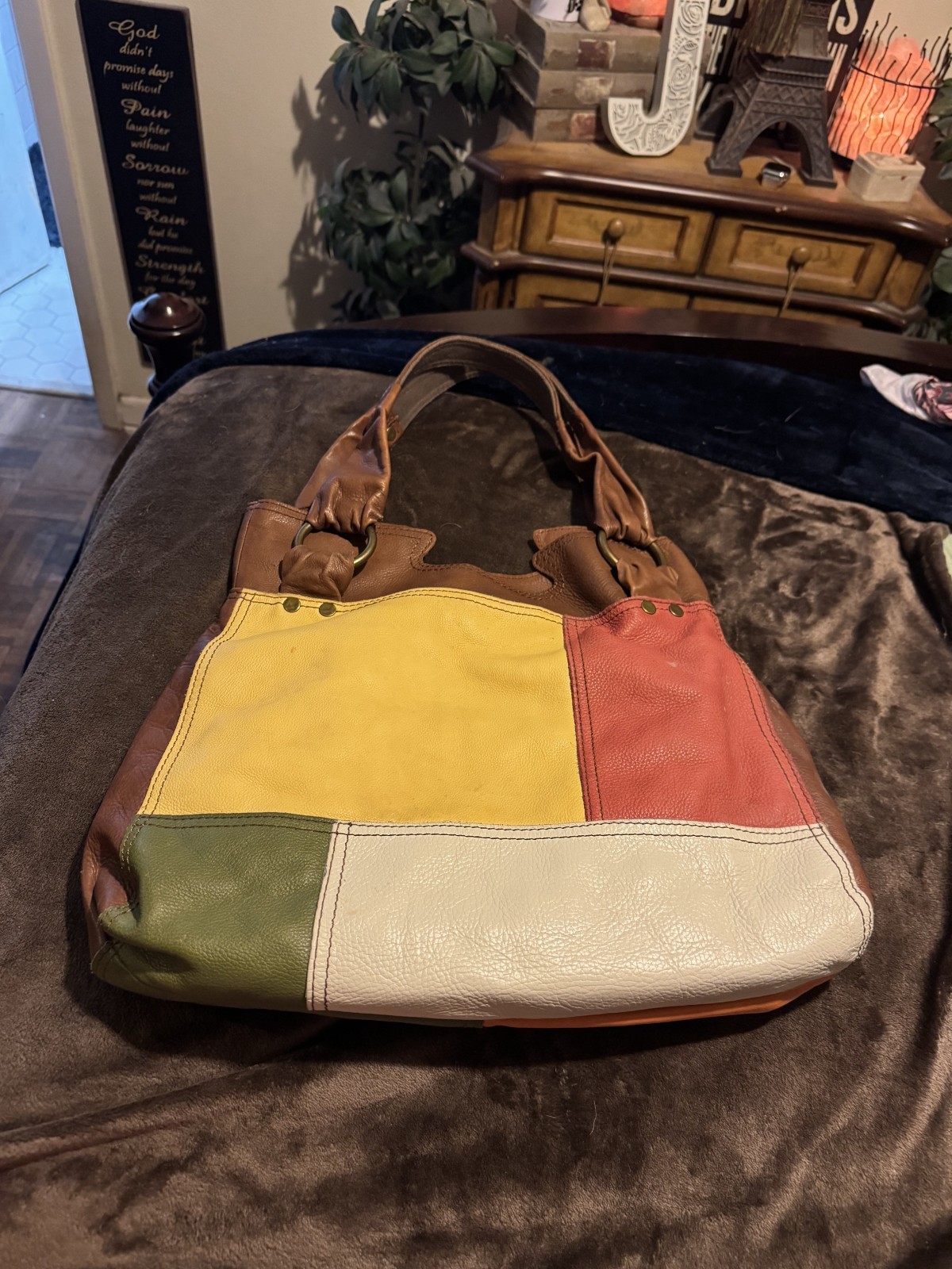 Lucky Brand brown multicolor patchwork purse bag … - image 2