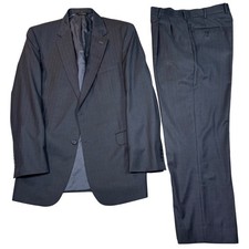 Jos A Bank Signature Gold Suit Mens 44L Charcoal Grey Pinstripe Wool 2pc 37"x29"