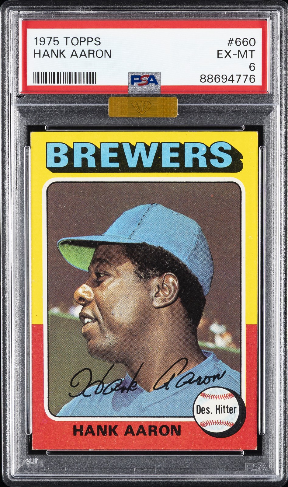 1975 TOPPS #660 HANK AARON PSA 6 MBA GOLD DIAMOND