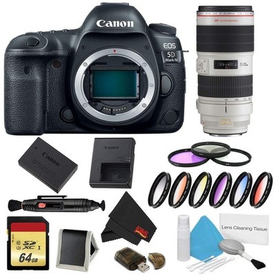 Canon EOS 5D Mark IV DSLR Camera (Body Only) 9 Piece Filter & Memory Kit w/ 70-2