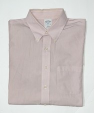 Brooks Brothers Slim Fit Striped Non Iron Cotton L/S Dress Shirt Size 16.5-34/35