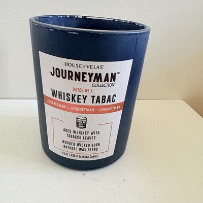 House of Velas Candle Collection, Whiskey Tabac , 15 oz Wood Wick New No Lid