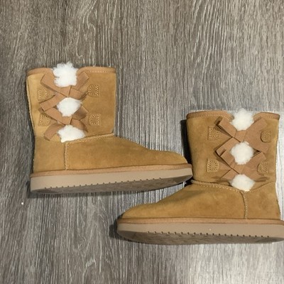 Koolaburra by UGG Girls Brown Bow Mid-Calf Winter Boots Fur Lined 13
