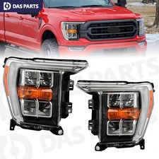 For 2021-2023 Ford F-150 Led Headlight Headlamp Chrome Driver & Passenger Side