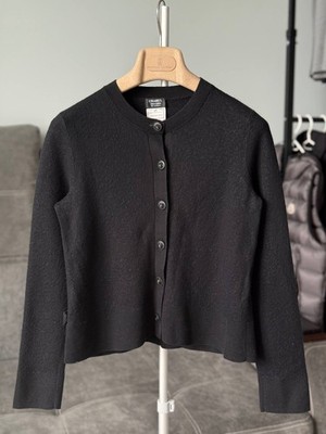 Chanel Cardigan Uniform Collection Tiger Button Logo Wool Ledies