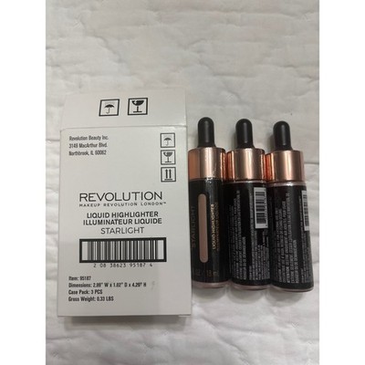 Makeup Revolution Liquid Highlighter Starlight 3-Pack New Shimmer Illuminator