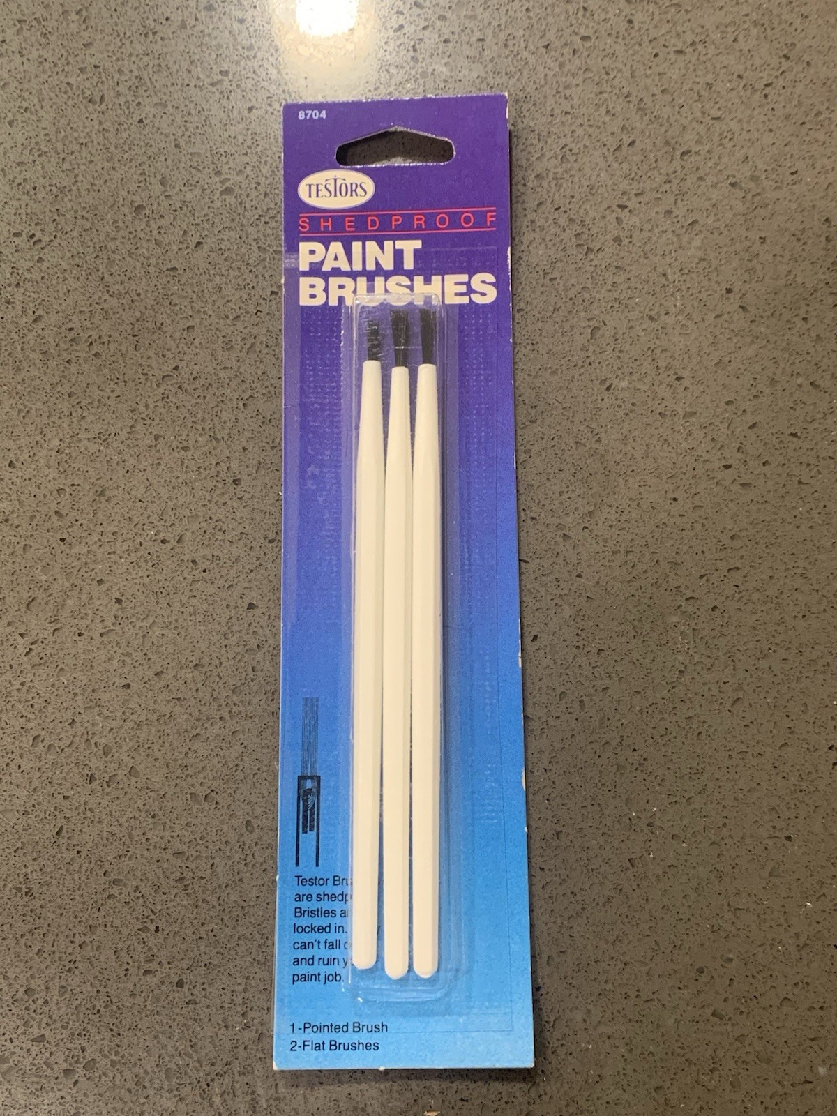 Testors 3-Pack Paint Brushes - 1 Pointed & 2 Flat Nylon Bristles (Model 8704)