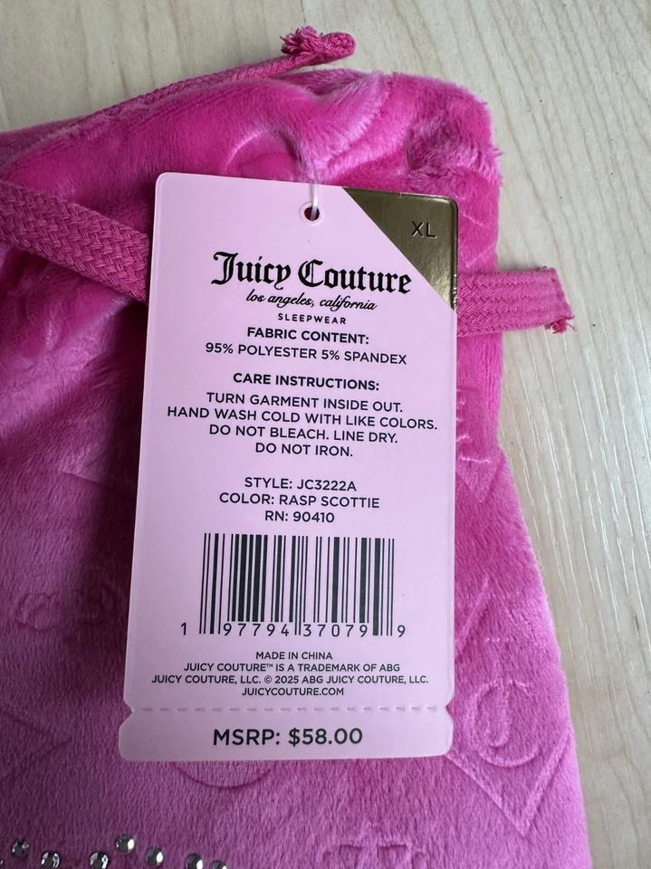 NWT Juicy Couture Pink Velvet Velour 2 Piece PJ Pajama Set Women's XL - Image 4 of 4