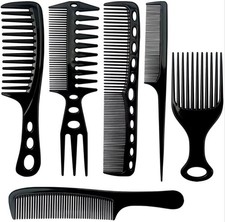 6PCS Wide Tooth Detangling Comb Set Anti-Static Hair Styling for Curly Straight