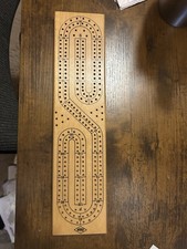 Vintage E.S. Lowe Cribbage Board Set w/3 Pegs– Made in USA-No Box 100 Pt Tourney