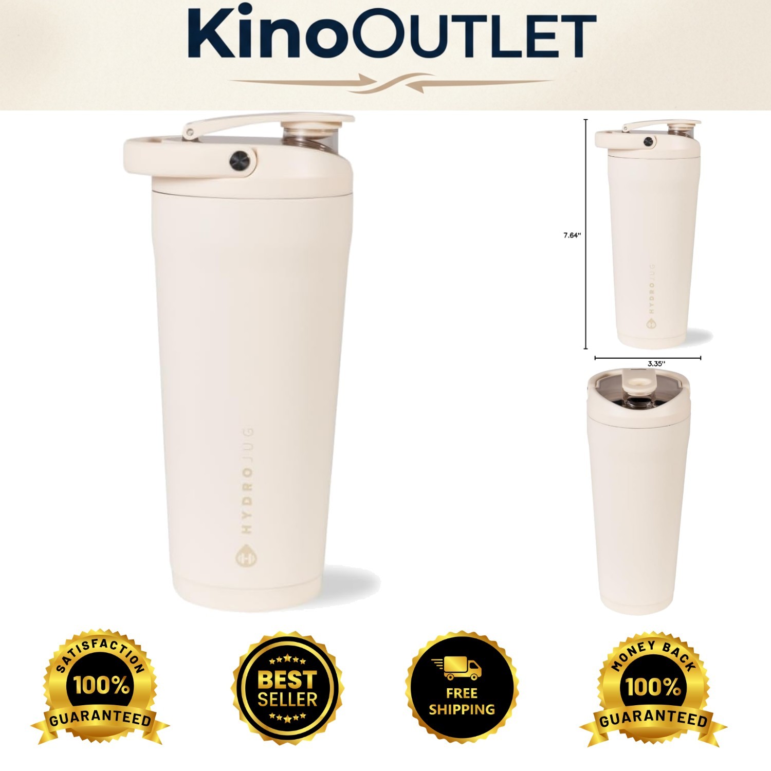 24 oz Insulated Stainless Steel Shaker - Leakproof & Quiet Mixing, Cream