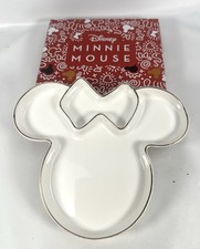 Minnie Mouse Ceramic Trinket Tray Jewelry Dish White With Gold Trim NEW IN BOX