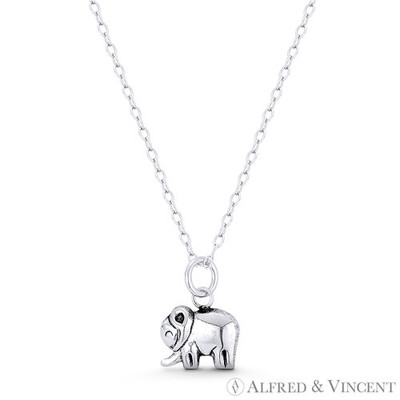 Kleines Baby Elefant oxidiert 925 Sterling Silber leichtes Tier Charm Anhänger