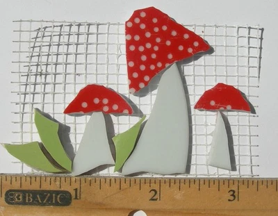 Mosaic Tile Red Mushroom Mesh Mounted Hand Cut Small mosaic Craft Tiles - Image 1 of 4