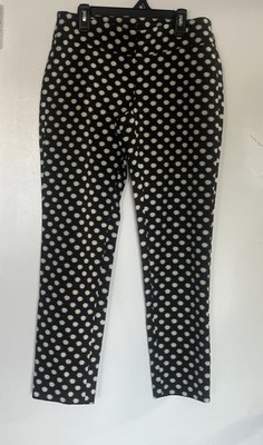 WORTH NEW YORK Capri Pants Black With Beige Dots All Over, Sz X0, Inseam 27 