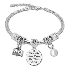 Book Lovers Gifts for Women for Readers Book Lovers Bracelet Tea Lovers Gifts fo