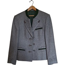 Rene d Albert Vogue Apart Grey Embroidered Wool Blend Blazer Jacket Size M/L