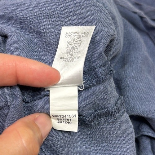 Pure Jill Blue Linen Cropped Drawstring Stretch Waist Pants Size Large - Picture 10 of 10