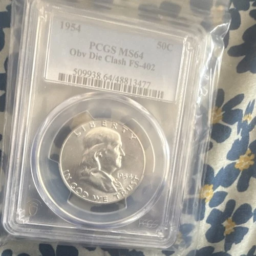 1954 Franklin Half Dollar PCGS MS64 Obv Die Clash FS-402 Silver
