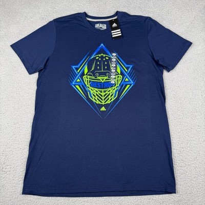 Adidas Shirt Men Large Blue Climalite Go To Performance Tee Destroy Football NWT