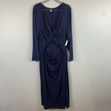 NWT Old Navy blue knit twist front cut out front summer midi fit flare dress 2X