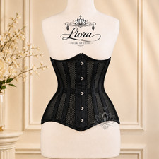 Cotton Mesh Under bust heavy duty double steel boned Corset Hourglass Bustier