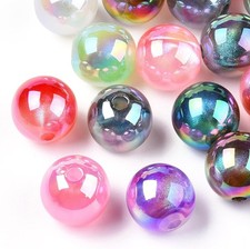 50pcs 15mm Bubblegum Beads AB Color Acrylic Round Balls for Jewelry Making