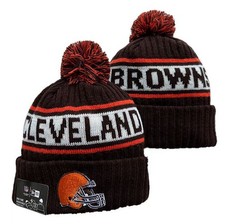 CLEVELAND BROWNS POM POM BEANIE HAT MVP AUTHENTIC NFL FOOTBALL TEAM KNIT CAP NEW